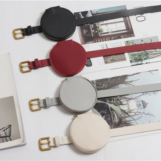 2 pcs/set Women Solid Fanny Pack Ladies New Fashion Waist Belt Bag Mini Disco Waist Bag Leather Small Shoulder Bags-1