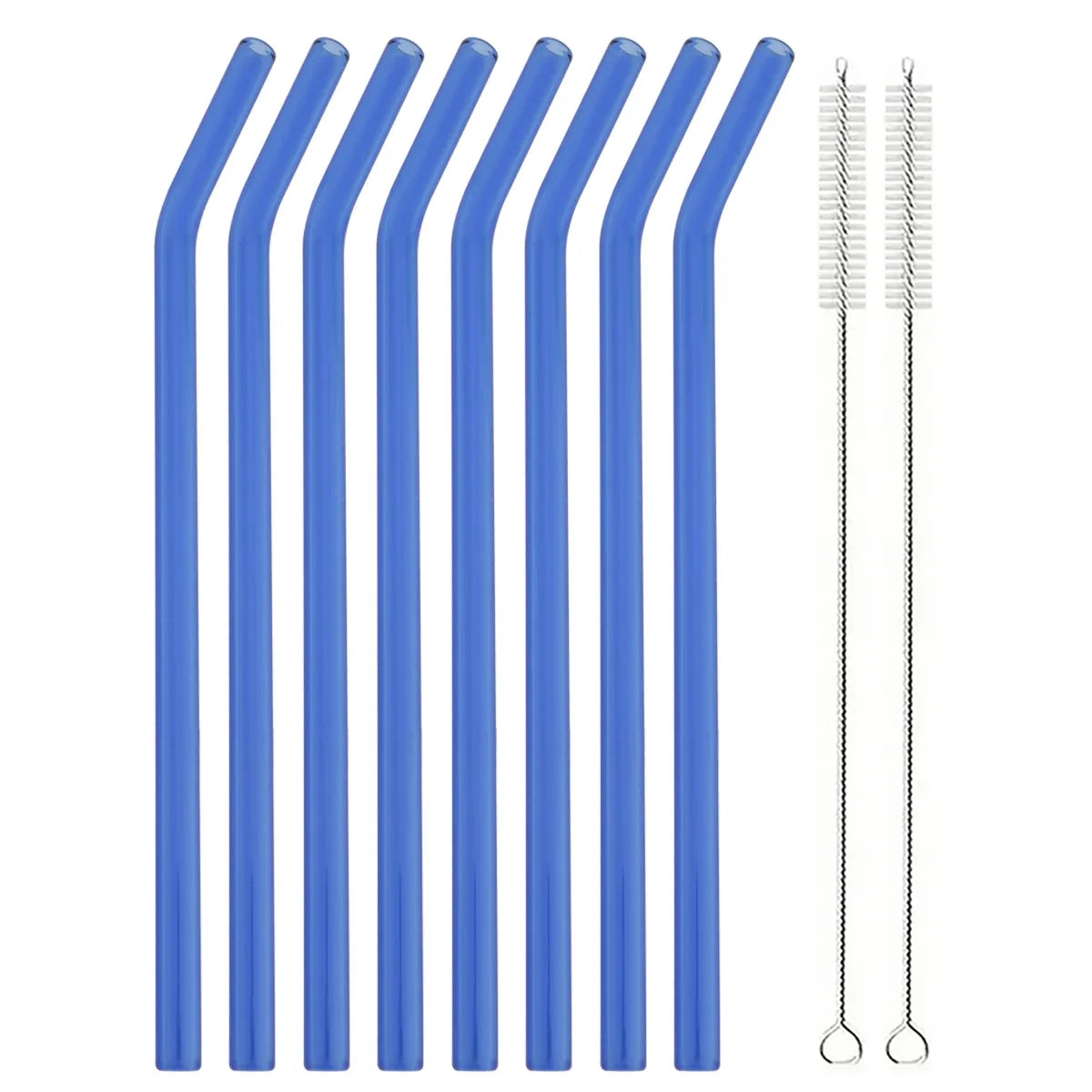Ensemble de pailles à boire en verre réutilisables avec brosse, pailles en verre borosilicaté pour cocktails SmUnvétérans wn ies, accessoires de fête et de bar, 8 pièces - LA MAISON DES KDOS