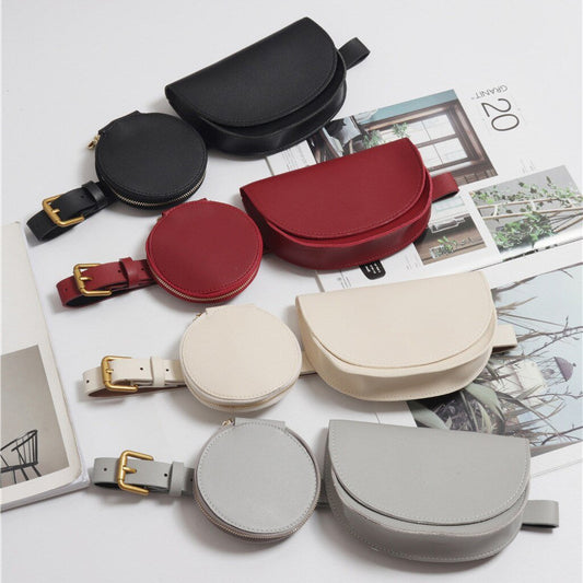 2 pcs/set Women Solid Fanny Pack Ladies New Fashion Waist Belt Bag Mini Disco Waist Bag Leather Small Shoulder Bags-0