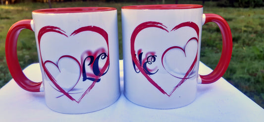"Mugs Amoureux Rouge et Blanc Céramique 350ml" - LA MAISON DES KDOS