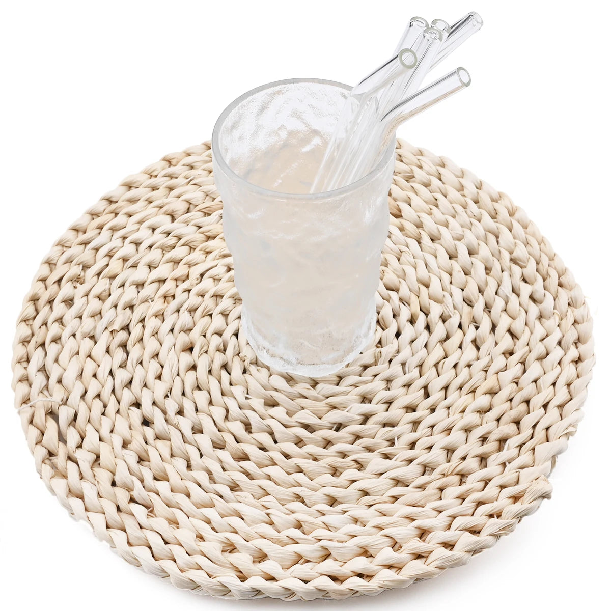 2/4/8 pièces pailles en verre ensemble avec brosse de nettoyage 200*8mm paille à boire haute teneur en Borosilicate paille en verre courbé maison fête Bar Drinkware