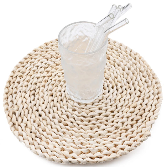 2/4/8 pièces pailles en verre ensemble avec brosse de nettoyage 200*8mm paille à boire haute teneur en Borosilicate paille en verre courbé maison fête Bar Drinkware