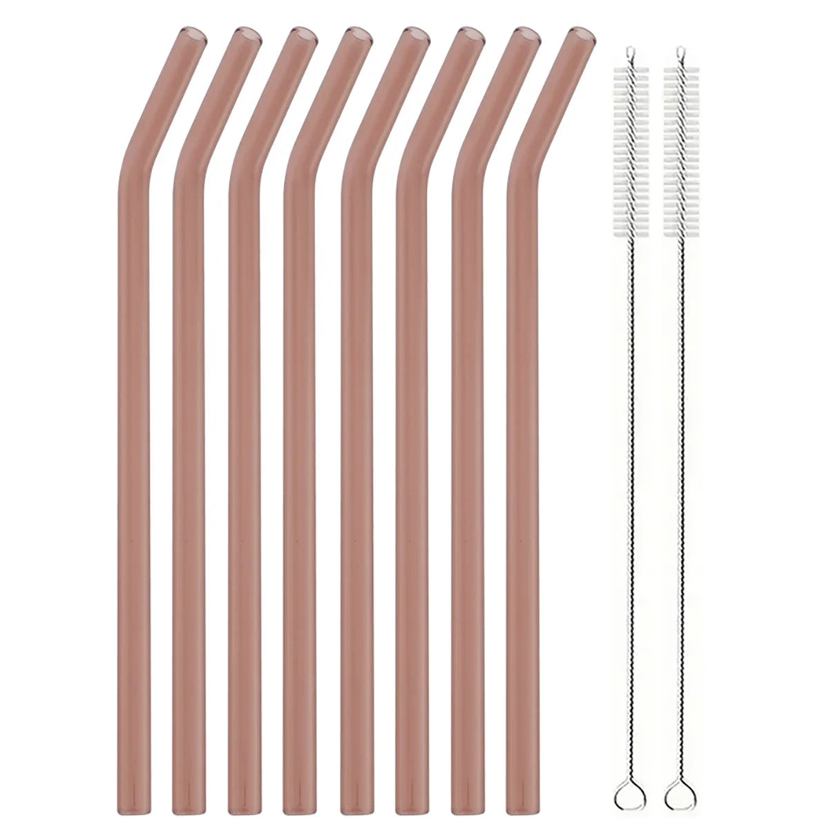 Ensemble de pailles à boire en verre réutilisables avec brosse, pailles en verre borosilicaté pour cocktails SmUnvétérans wn ies, accessoires de fête et de bar, 8 pièces - LA MAISON DES KDOS