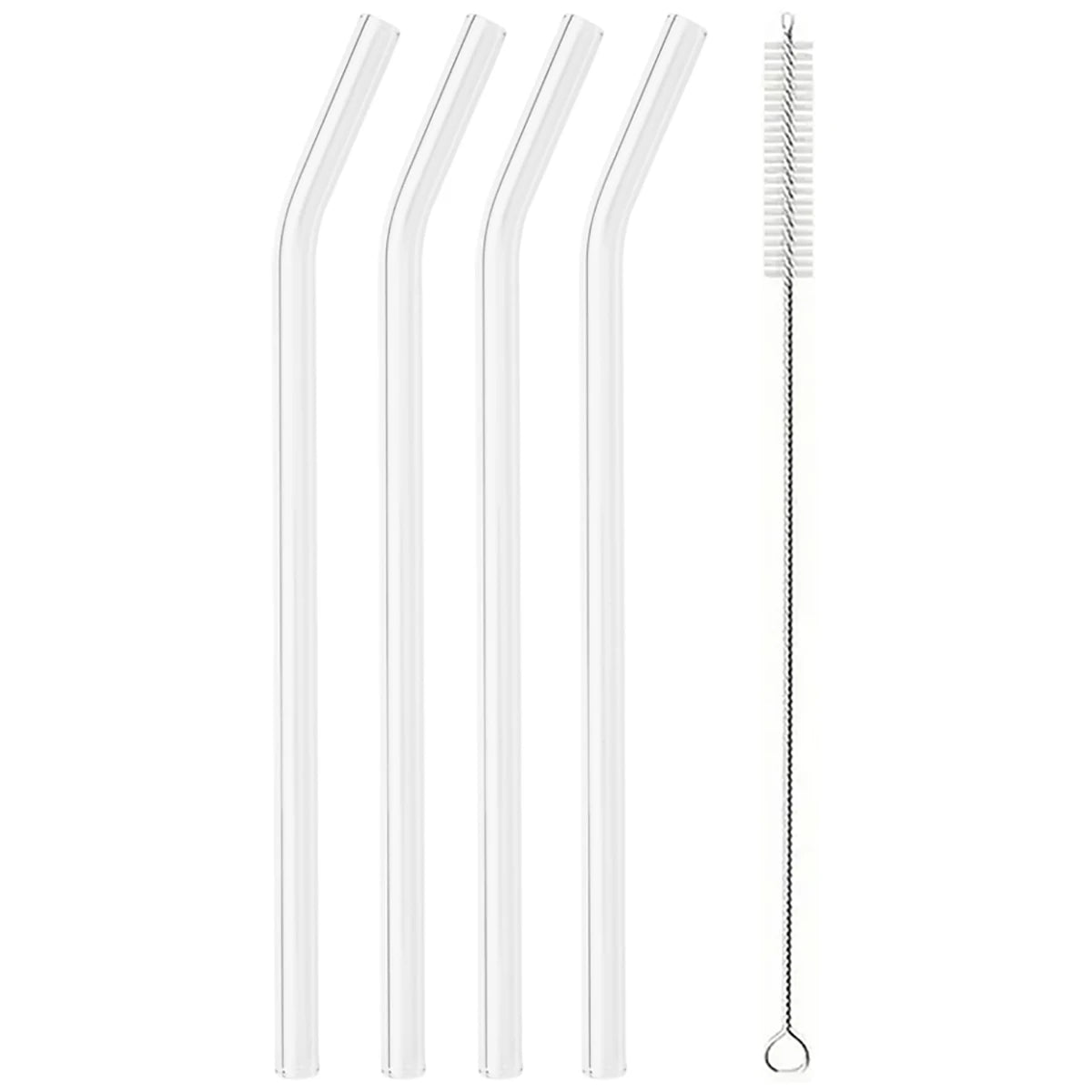 2/4/8 pièces pailles en verre ensemble avec brosse de nettoyage 200*8mm paille à boire haute teneur en Borosilicate paille en verre courbé maison fête Bar Drinkware