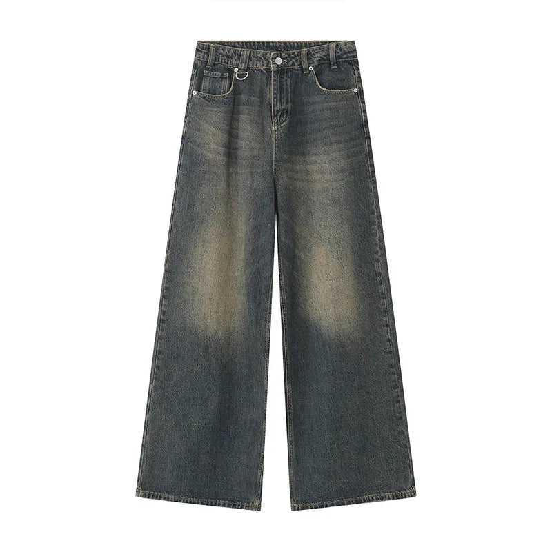 IEFB-Pantalon en Denim Délavé Bleu Vieil pour Homme, Jean Droit, Décontracté, Jambes Larges, Nouvelle Mode, Été, FjC354 - LA MAISON DES KDOS
