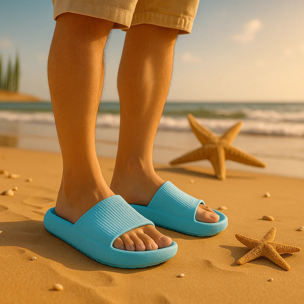 EVA – pantoufles de plage à semelle épaisse de 4cm, confortables, semblables à la nuage, usage domestique, pour Couple, sandales d'été de couleur unie pour l'intérieur - LA MAISON DES KDOS