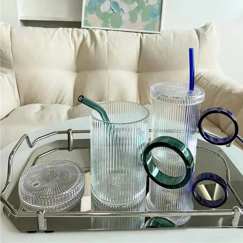 Pailles en verre réutilisables et écologiques, 8 couleurs, avec 2 brosses de nettoyage, jus de thé, fourniture de fête pour Cocktail, été, 8 paquets - LA MAISON DES KDOS