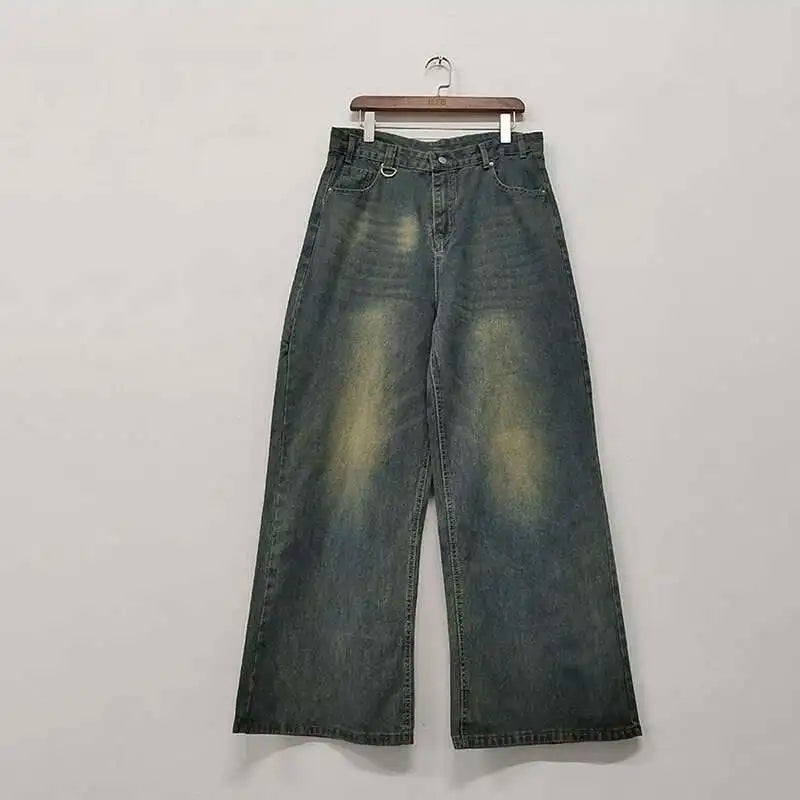 IEFB-Pantalon en Denim Délavé Bleu Vieil pour Homme, Jean Droit, Décontracté, Jambes Larges, Nouvelle Mode, Été, FjC354 - LA MAISON DES KDOS