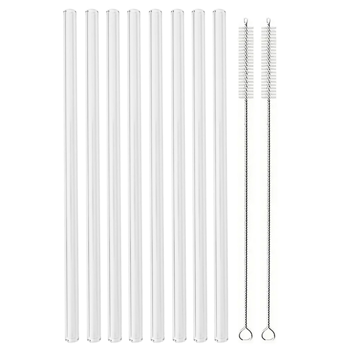 2/4/8 pièces pailles en verre ensemble avec brosse de nettoyage 200*8mm paille à boire haute teneur en Borosilicate paille en verre courbé maison fête Bar Drinkware
