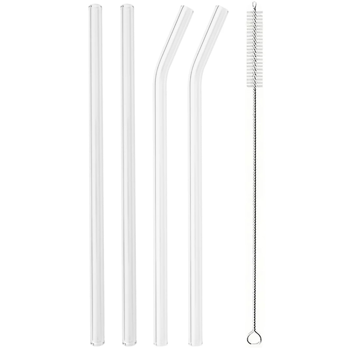 2/4/8 pièces pailles en verre ensemble avec brosse de nettoyage 200*8mm paille à boire haute teneur en Borosilicate paille en verre courbé maison fête Bar Drinkware