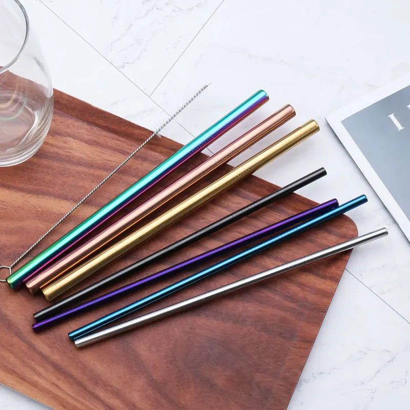 Ensemble de pailles en acier inoxydable 18/10, paille métallique de qualité, paille à boire réutilisable avec brosse de nettoyage, boîte Portable, accessoire de fête pour Bar - LA MAISON DES KDOS