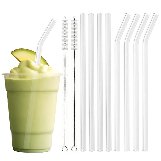 Ensemble de pailles à boire en verre réutilisables avec brosse, pailles en verre borosilicaté pour cocktails SmUnvétérans wn ies, accessoires de fête et de bar, 8 pièces - LA MAISON DES KDOS