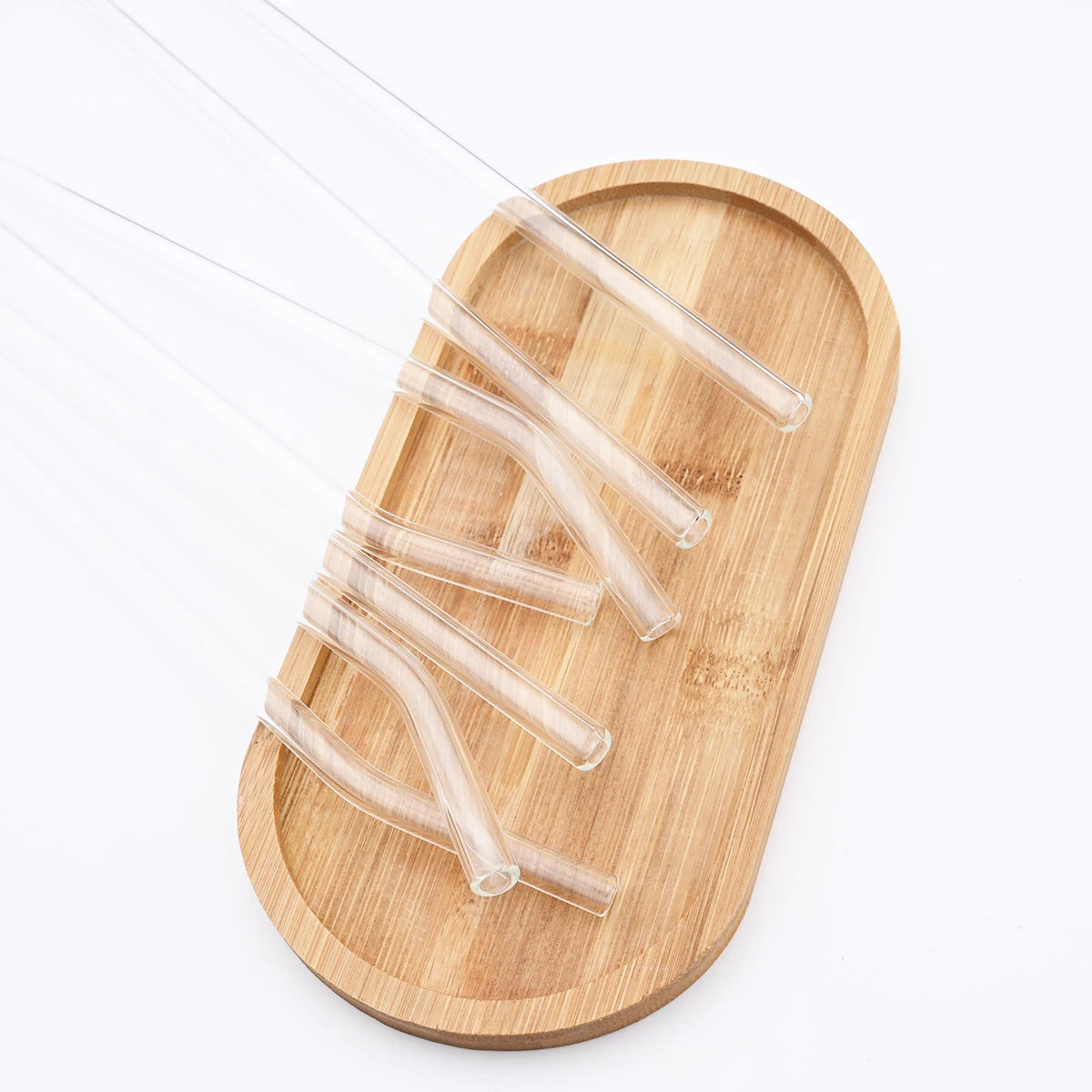 2/4/8 pièces pailles en verre ensemble avec brosse de nettoyage 200*8mm paille à boire haute teneur en Borosilicate paille en verre courbé maison fête Bar Drinkware