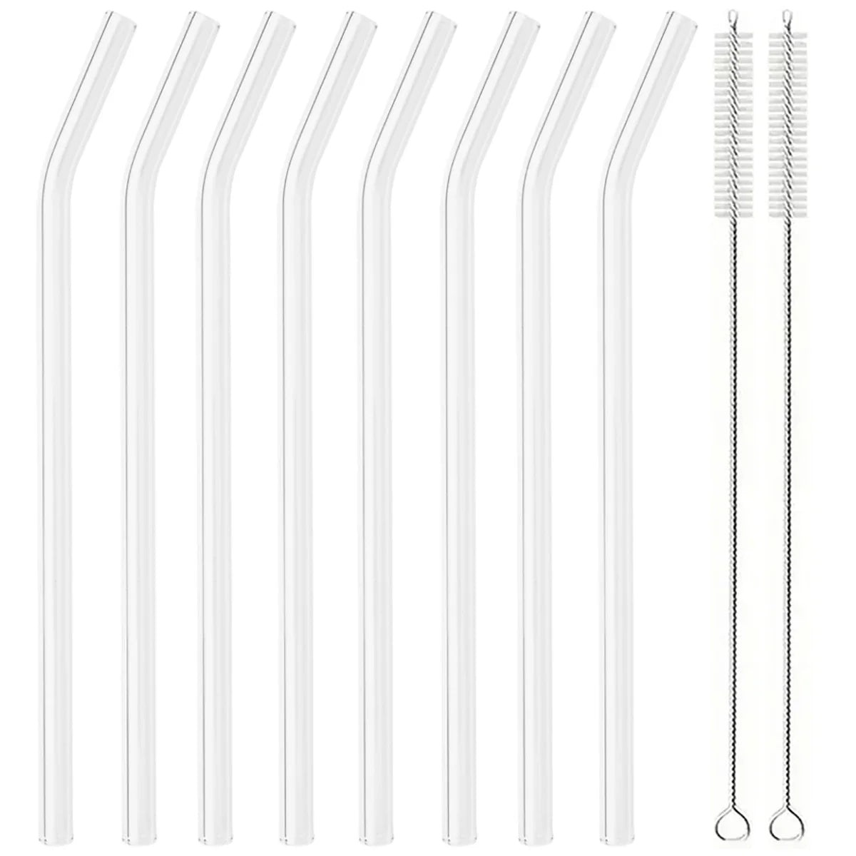 Ensemble de pailles à boire en verre réutilisables avec brosse, pailles en verre borosilicaté pour cocktails SmUnvétérans wn ies, accessoires de fête et de bar, 8 pièces - LA MAISON DES KDOS