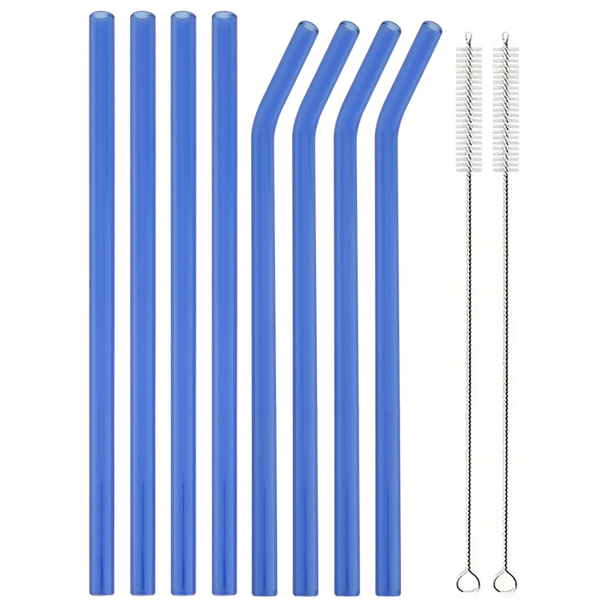 Ensemble de pailles à boire en verre réutilisables avec brosse, pailles en verre borosilicaté pour cocktails SmUnvétérans wn ies, accessoires de fête et de bar, 8 pièces - LA MAISON DES KDOS