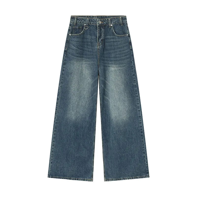 IEFB-Pantalon en Denim Délavé Bleu Vieil pour Homme, Jean Droit, Décontracté, Jambes Larges, Nouvelle Mode, Été, FjC354 - LA MAISON DES KDOS
