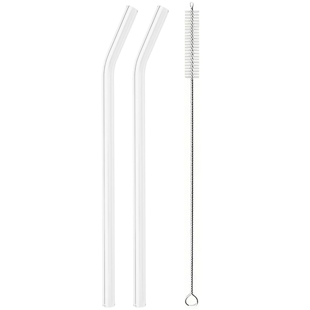 2/4/8 pièces pailles en verre ensemble avec brosse de nettoyage 200*8mm paille à boire haute teneur en Borosilicate paille en verre courbé maison fête Bar Drinkware