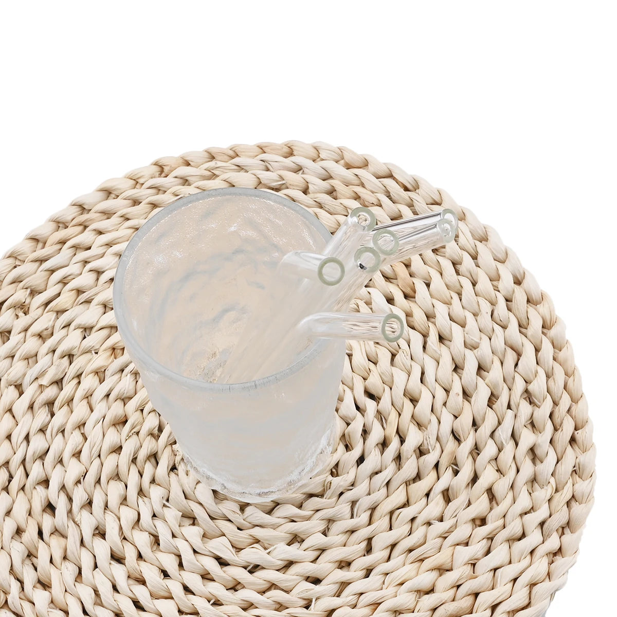 2/4/8 pièces pailles en verre ensemble avec brosse de nettoyage 200*8mm paille à boire haute teneur en Borosilicate paille en verre courbé maison fête Bar Drinkware