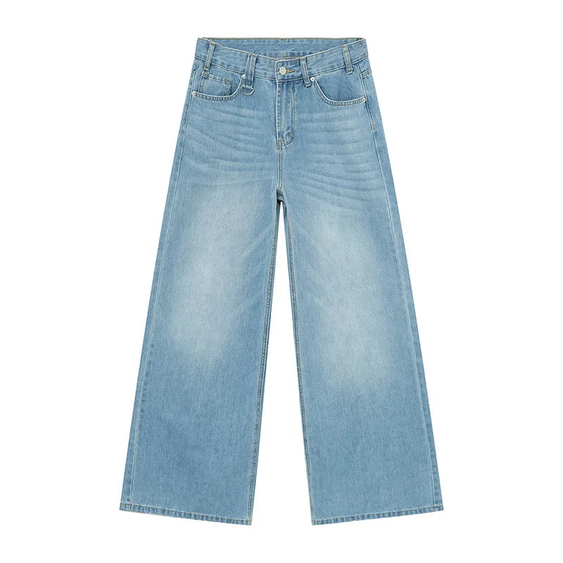 IEFB-Pantalon en Denim Délavé Bleu Vieil pour Homme, Jean Droit, Décontracté, Jambes Larges, Nouvelle Mode, Été, FjC354 - LA MAISON DES KDOS