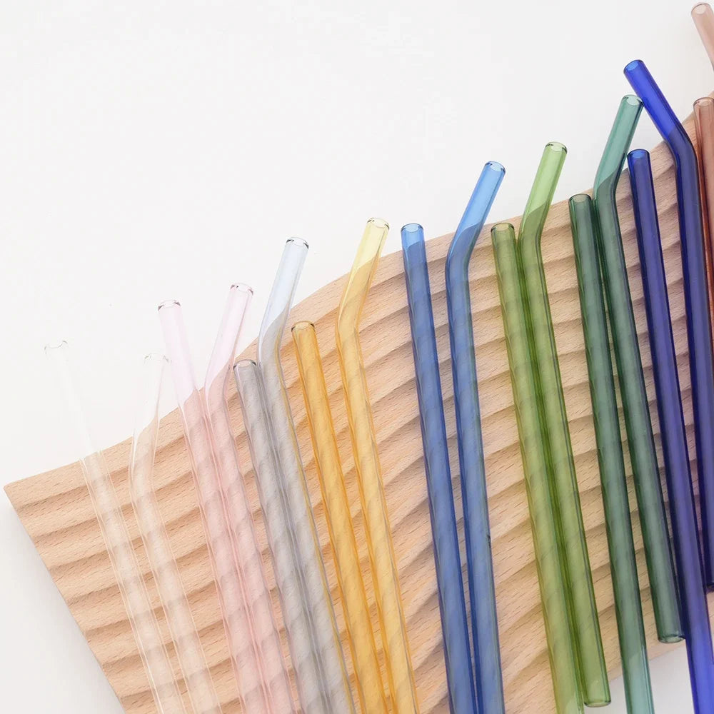 Ensemble de pailles à boire en verre réutilisables avec brosse, pailles en verre borosilicaté pour cocktails SmUnvétérans wn ies, accessoires de fête et de bar, 8 pièces - LA MAISON DES KDOS