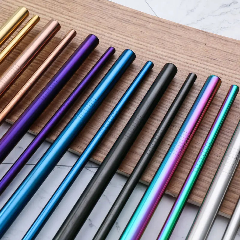 Ensemble de pailles en acier inoxydable 18/10, paille métallique de qualité, paille à boire réutilisable avec brosse de nettoyage, boîte Portable, accessoire de fête pour Bar - LA MAISON DES KDOS