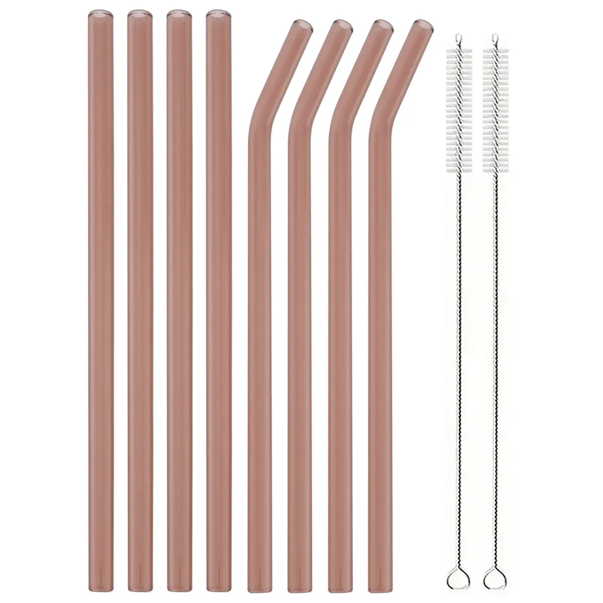 Ensemble de pailles à boire en verre réutilisables avec brosse, pailles en verre borosilicaté pour cocktails SmUnvétérans wn ies, accessoires de fête et de bar, 8 pièces - LA MAISON DES KDOS