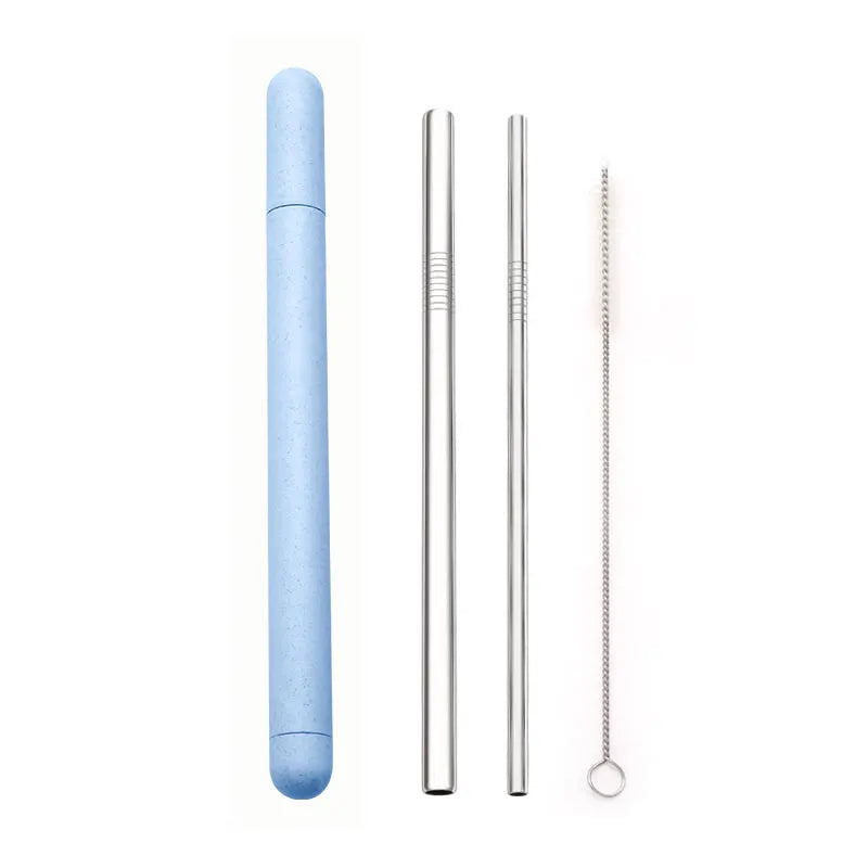 Ensemble de pailles en acier inoxydable 18/10, paille métallique de qualité, paille à boire réutilisable avec brosse de nettoyage, boîte Portable, accessoire de fête pour Bar - LA MAISON DES KDOS