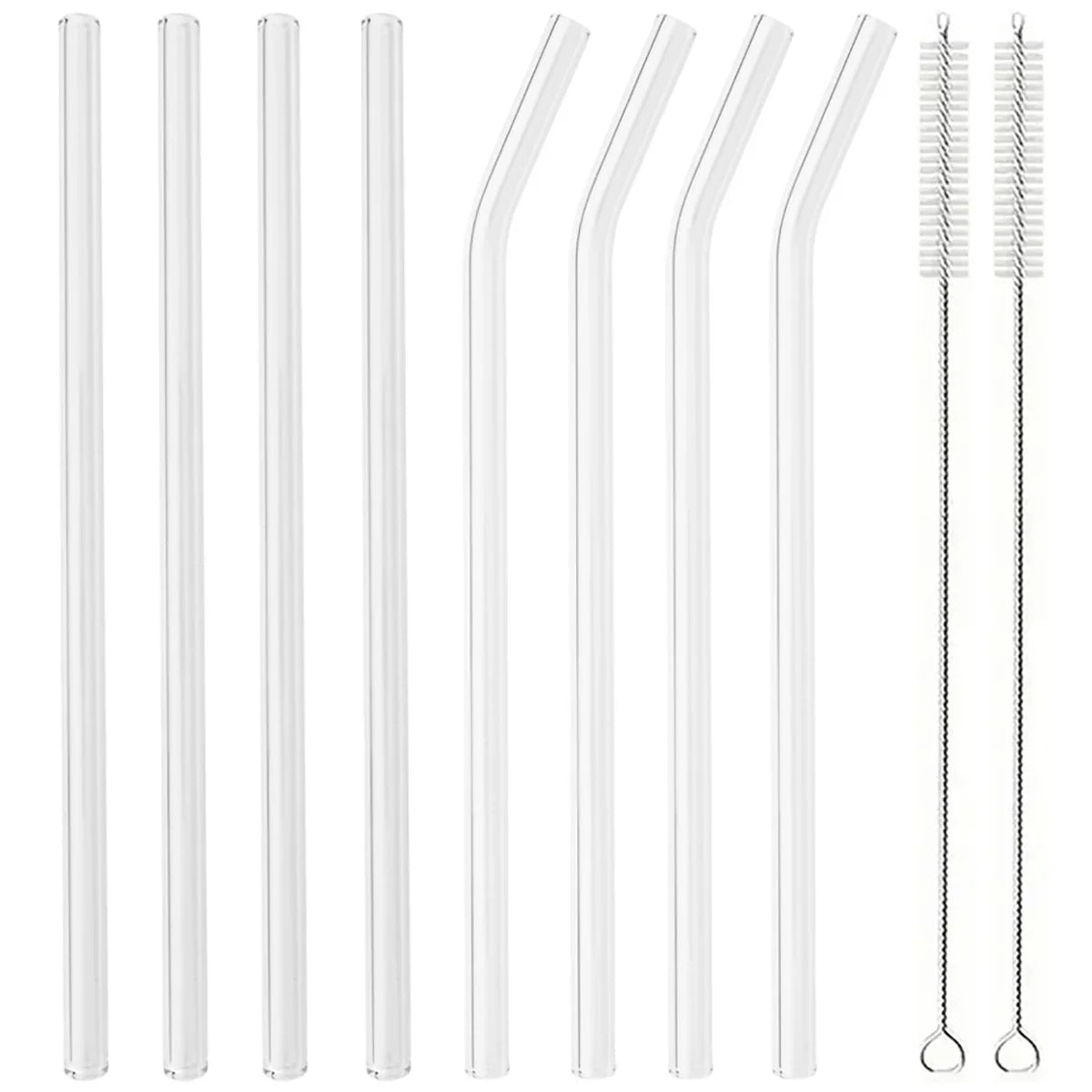 Ensemble de pailles à boire en verre réutilisables avec brosse, pailles en verre borosilicaté pour cocktails SmUnvétérans wn ies, accessoires de fête et de bar, 8 pièces - LA MAISON DES KDOS