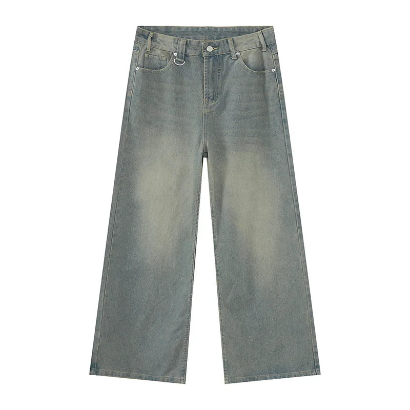 IEFB-Pantalon en Denim Délavé Bleu Vieil pour Homme, Jean Droit, Décontracté, Jambes Larges, Nouvelle Mode, Été, FjC354 - LA MAISON DES KDOS