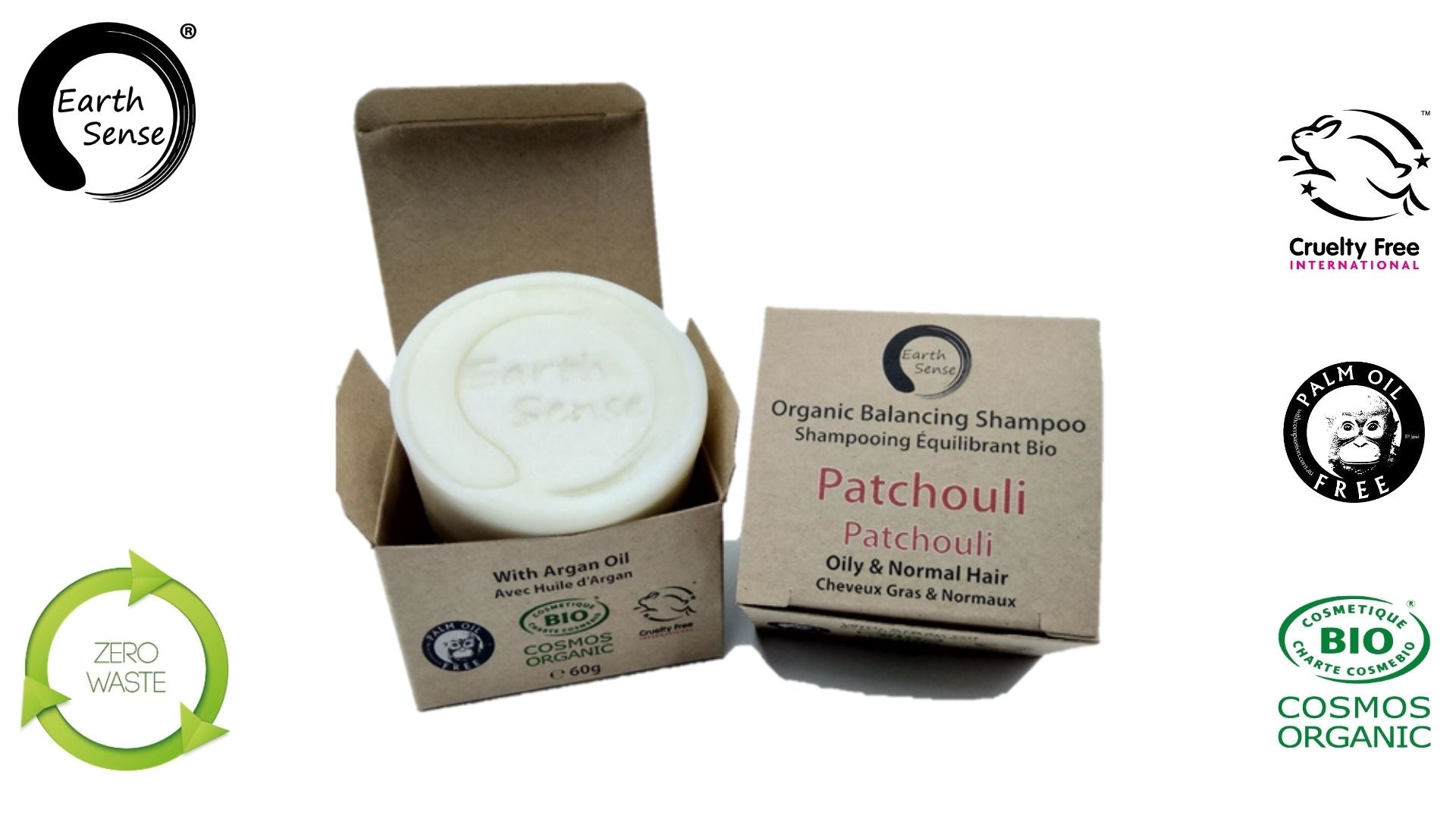 Organic Certified Balancing Solid Shampoo - Patchouli - Oily & all Hair Types 60g-2